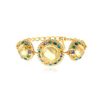 Bracelet chaine réglable Gloria résine métallisée et cristaux - vert Bleu vert