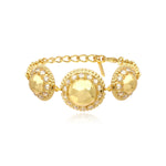 Bracelet chaine réglable Gloria résine métallisée et cristaux - doré Dore