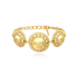 Bracelet chaine réglable Gloria résine métallisée et cristaux - doré Dore