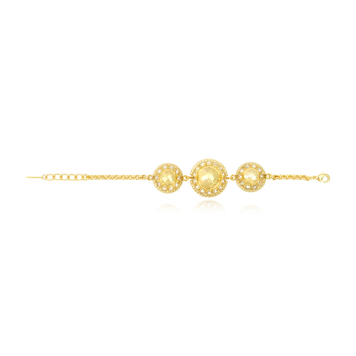 Bracelet chaine réglable Gloria résine métallisée et cristaux - doré Dore