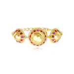 Bracelet chaine réglable Gloria résine métallisée et cristaux - rouge Rose rouge