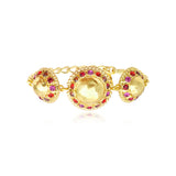 Bracelet chaine réglable Gloria résine métallisée et cristaux - rouge Rose rouge