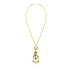 Collier pendentif Gloria en résine métallisée et cristaux - vert Bleu vert