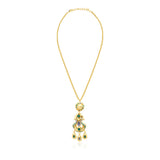 Collier pendentif Gloria en résine métallisée et cristaux - vert Bleu vert