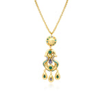Collier pendentif Gloria en résine métallisée et cristaux - vert Bleu vert
