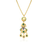 Collier pendentif Gloria en résine métallisée et cristaux - vert Bleu vert