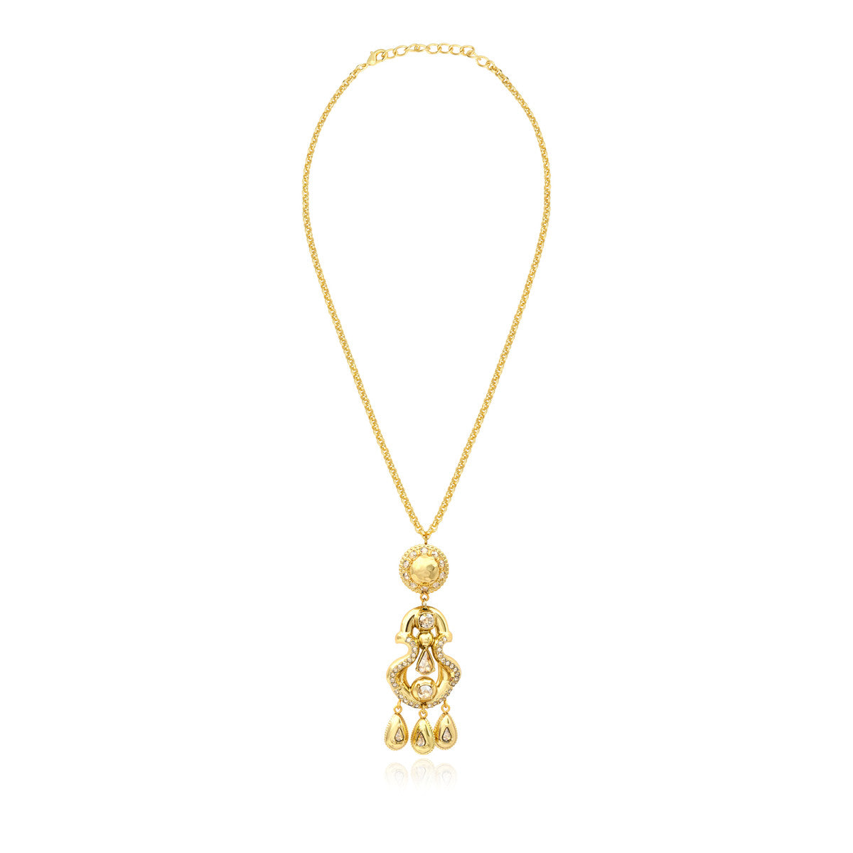 Collier pendentif Gloria en résine métallisée et cristaux - doré Dore