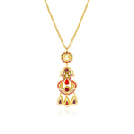 Collier pendentif Gloria en résine métallisée et cristaux - rouge Rose rouge