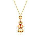 Collier pendentif Gloria en résine métallisée et cristaux - rouge Rose rouge
