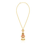 Collier pendentif Gloria en résine métallisée et cristaux - rouge Rose rouge