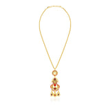 Collier pendentif Gloria en résine métallisée et cristaux - rouge Rose rouge