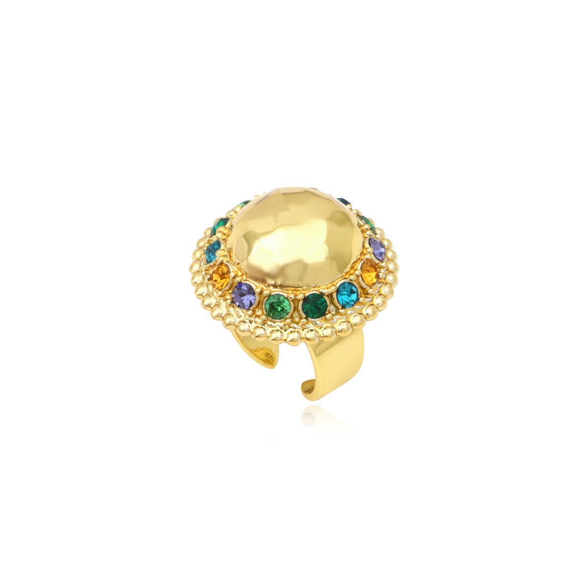 Bague Gloria en résine métallisée et cristaux taille M - vert  Bleu vert
