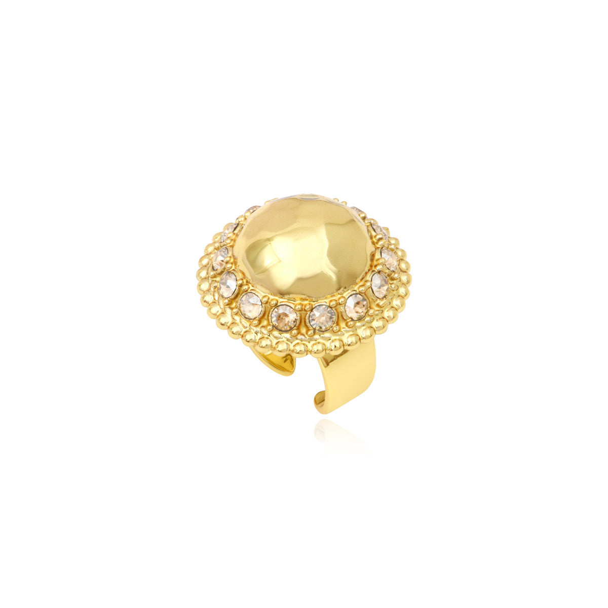 Bague Gloria en résine métallisée et cristaux taille M - doré  Dore