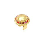 Bague Gloria en résine métallisée et cristaux taille M - rouge Rose rouge