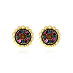 Boucles d'oreilles clips rondes Angèle en résine métallisée et sequins - violet Violet