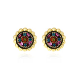 Boucles d'oreilles clips rondes Angèle en résine métallisée et sequins - violet Violet