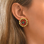 Boucles d'oreilles tiges percées Angèle en résine métallisée et sequins - orange Orange