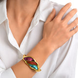 Bracelet jonc Angèle en résine métallisée et sequins taille M - orange violet Orange violet