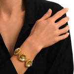 Bracelet chaîne réglable en résine métallisée et sequins - doré Dore