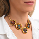 Collier Angèle en résine métallisée et sequins - orange vert Orange violet