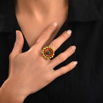 Bague ronde Angèle en résine métallisée et sequins taille M - orange Orange
