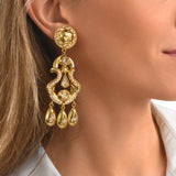 Boucles d'oreilles clips Gloria en résine métallisée et cristaux - doré Dore