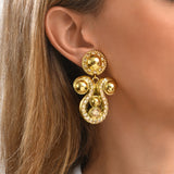 Boucles d'oreilles clips Gloria résine métallisée et cristaux - doré Dore