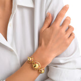 Bracelet chaine réglable Gloria résine métallisée et cristaux - rouge Rose rouge