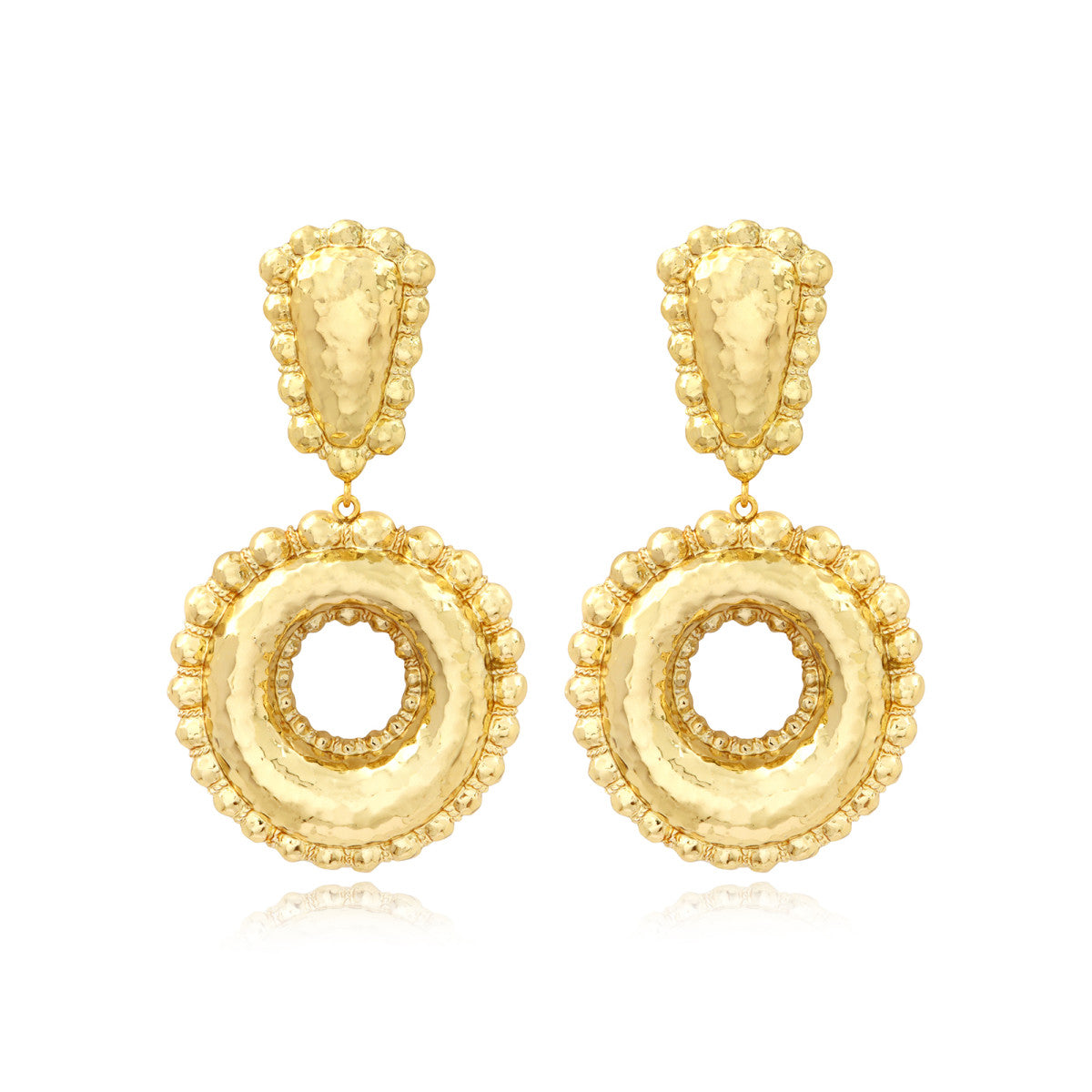 Boucles d'oreilles clip pendantes rondes Gilda dorées Dore