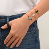 Bracelet fin réglable Noto cabochon turquoise composite et cornalines - bleu Turquoise