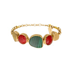 Bracelet réglable Noto en métal doré et cabochons colorés - vert Vert
