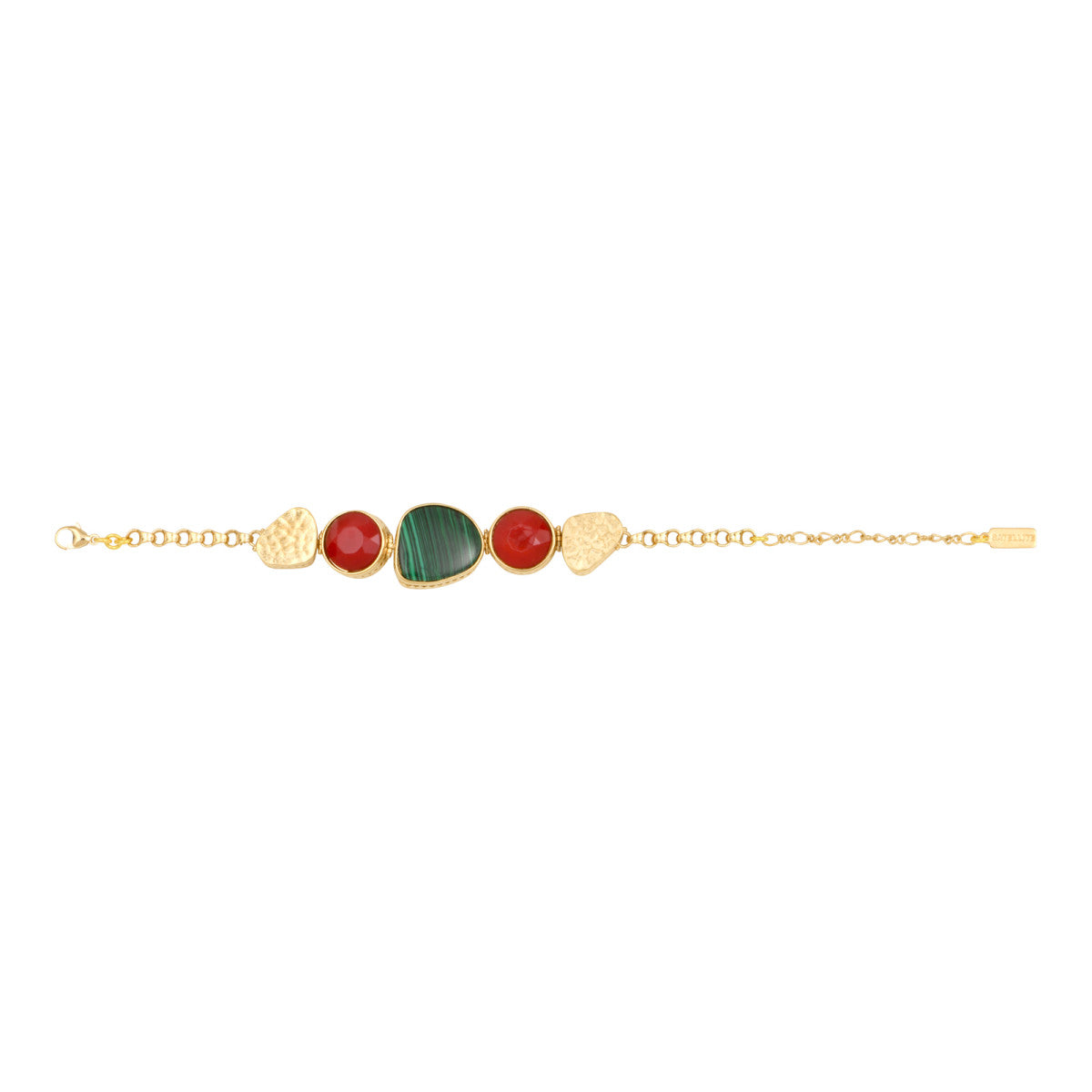 Bracelet réglable Noto en métal doré et cabochons colorés - vert Vert