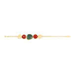 Bracelet réglable Noto en métal doré et cabochons colorés - vert Vert