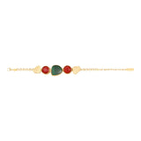 Bracelet réglable Noto en métal doré et cabochons colorés - vert Vert
