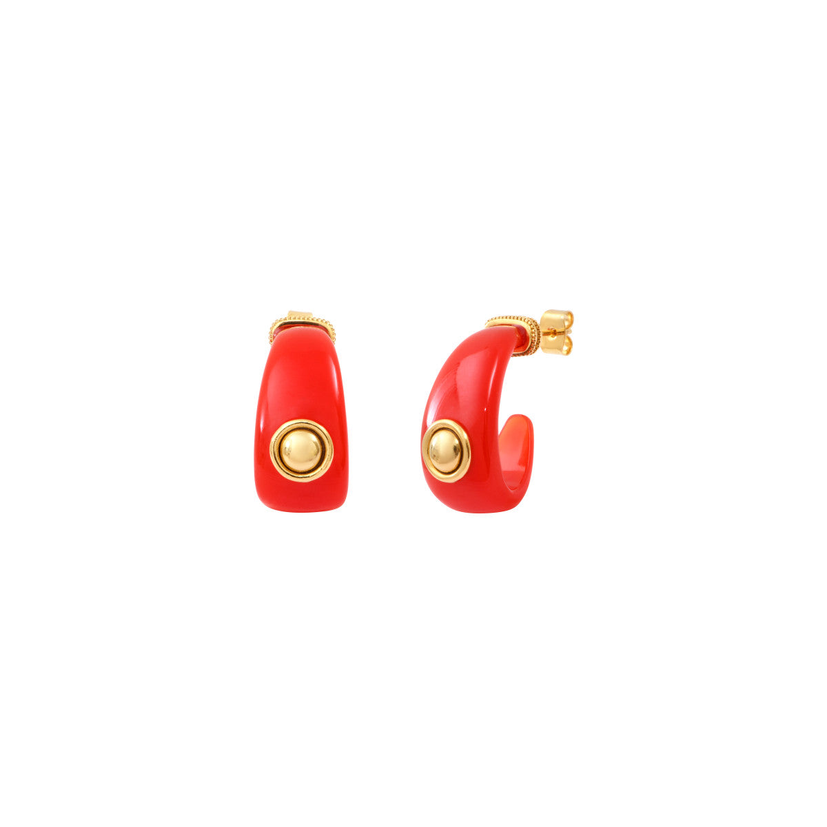 Boucles d'oreilles créoles tiges percées Masseria en résine - corail Corail