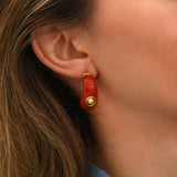 Boucles d'oreilles créoles tiges percées Masseria en résine - corail Corail