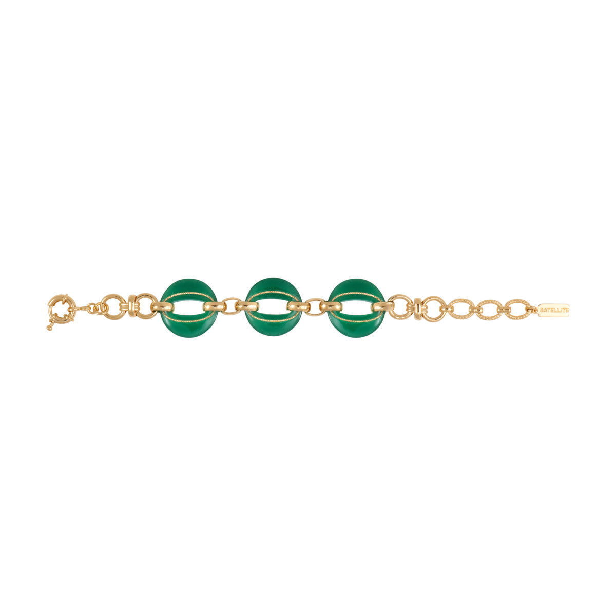 Bracelet chaîne Masseria en métal doré et résine - vert Emeraude