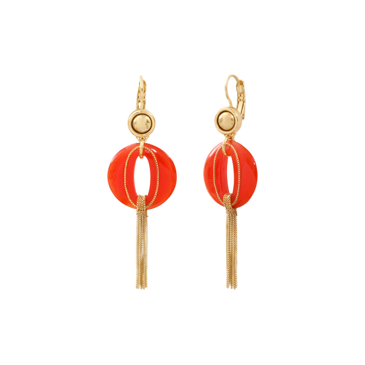 Boucles d'oreilles dormeuses longues Masseria en résine - corail Corail