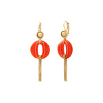 Boucles d'oreilles dormeuses longues Masseria en résine - corail Corail