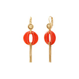 Boucles d'oreilles dormeuses longues Masseria en résine - corail Corail