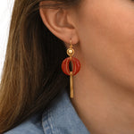 Boucles d'oreilles dormeuses longues Masseria en résine - corail Corail