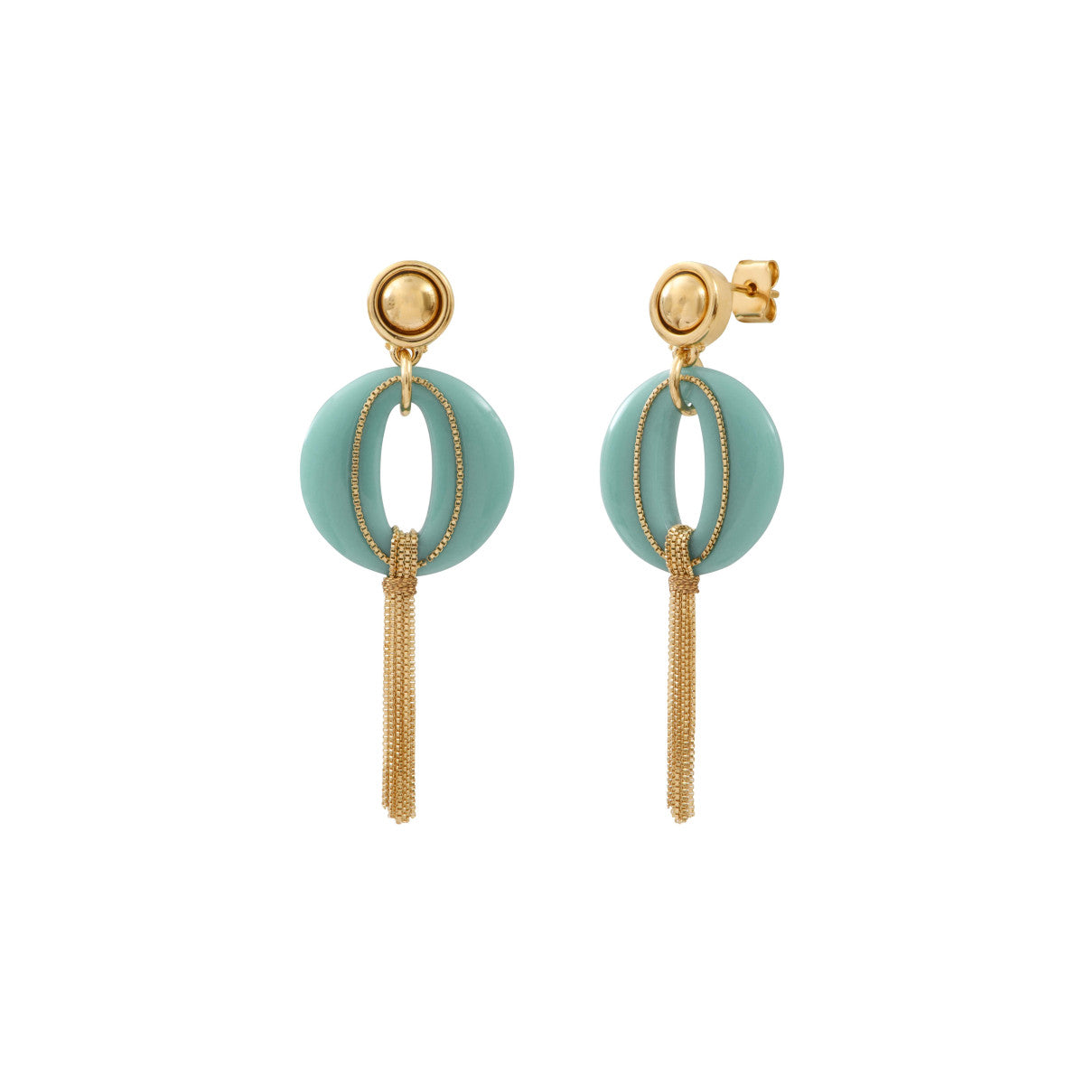 Boucles d'oreilles à tiges percées longues Masseria en résine - turquoise Turquoise
