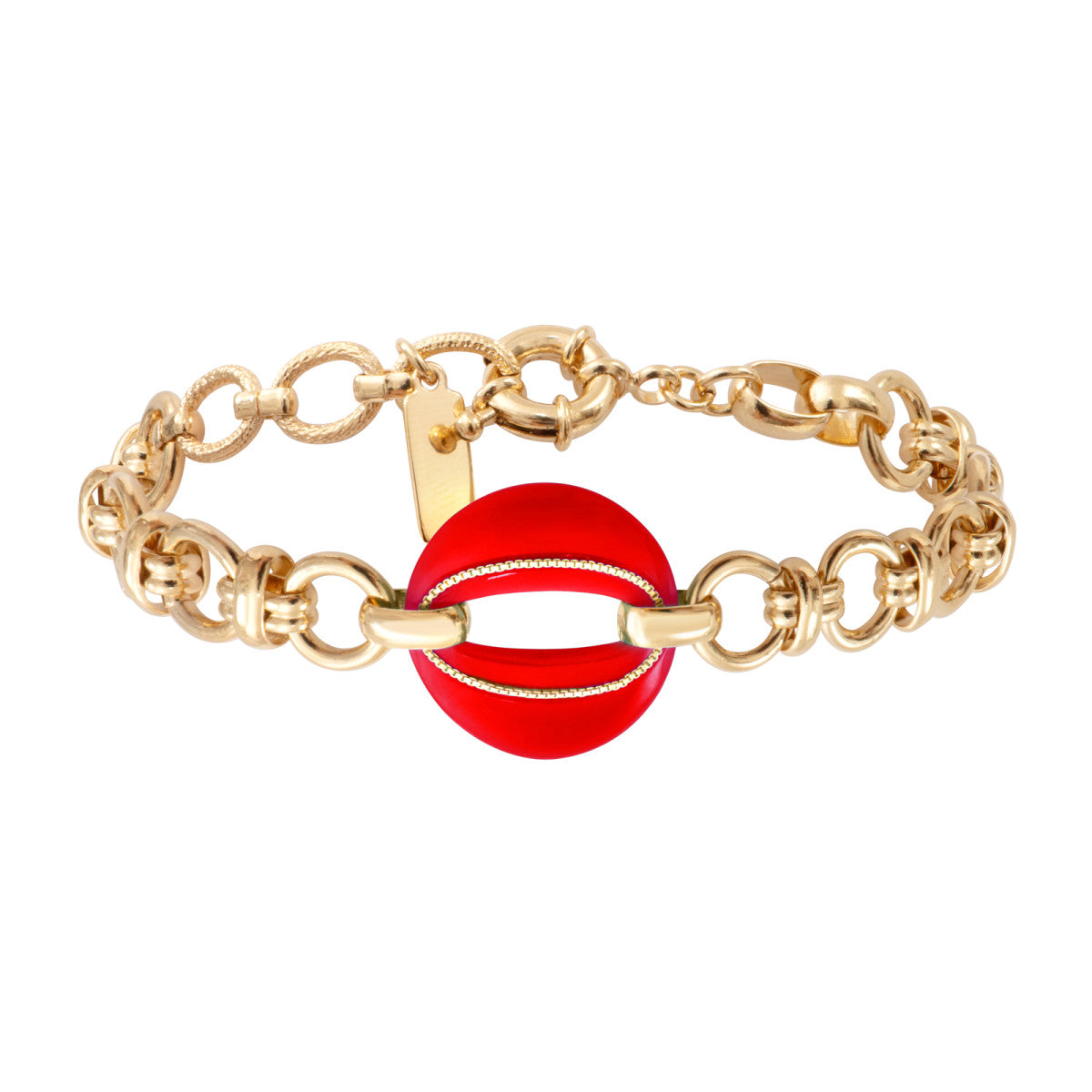 Bracelet chaîne Masseria en métal doré et maillon résine - corail Corail