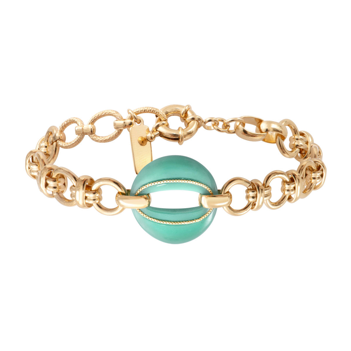 Bracelet chaîne Masseria en métal doré et maillon résine - turquoise Turquoise