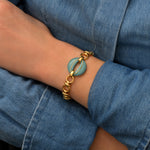Bracelet chaîne Masseria en métal doré et maillon résine - turquoise Turquoise