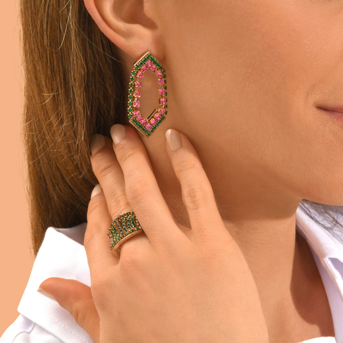 Boucles d'oreilles cristaux Prestige - vert & violet Vert rose