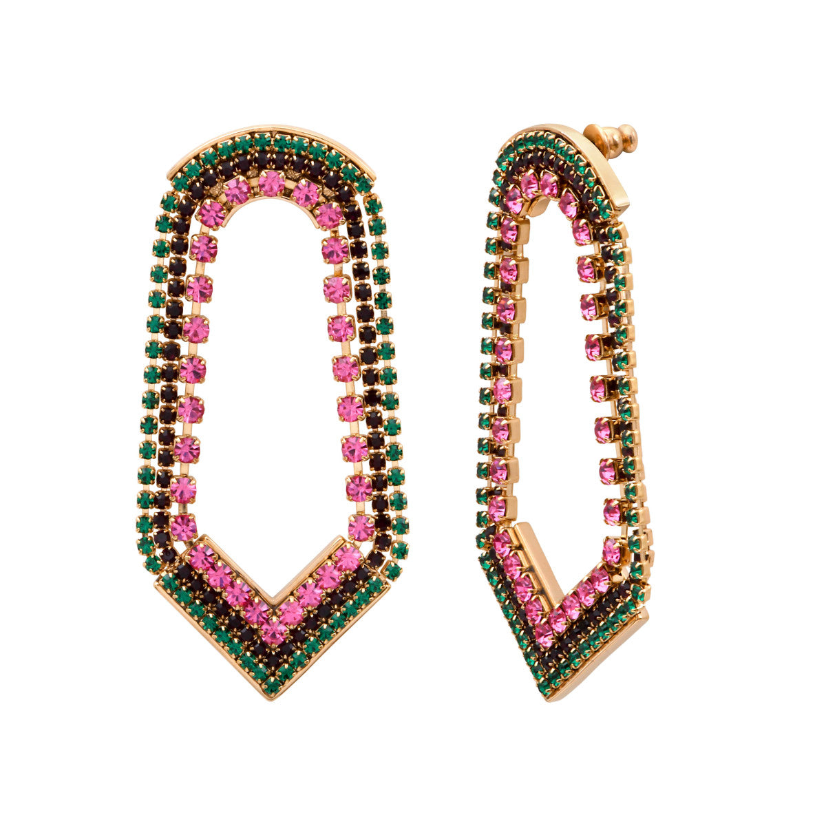 Boucles d'oreilles maxi cristaux Prestige - vert & violet Vert rose
