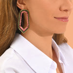 Boucles d'oreilles maxi cristaux Prestige - vert & violet Vert rose