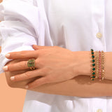 Bracelet chaînette 4 rangs cristaux Prestige - vert & violet Vert rose