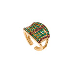 Bague ajustable Precious cristaux Prestige taille M - vert & violet Vert rose